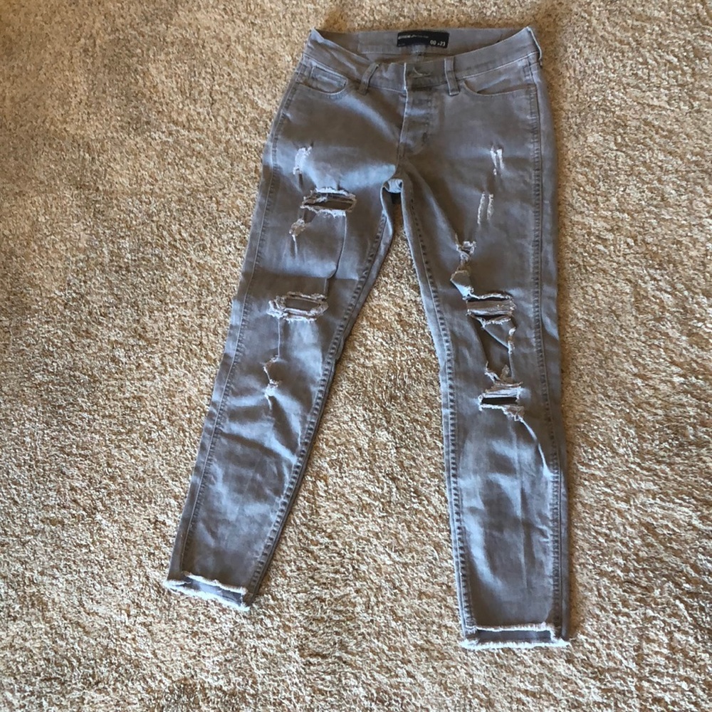 Grey hollister ultra low rise boyfriend jeans
